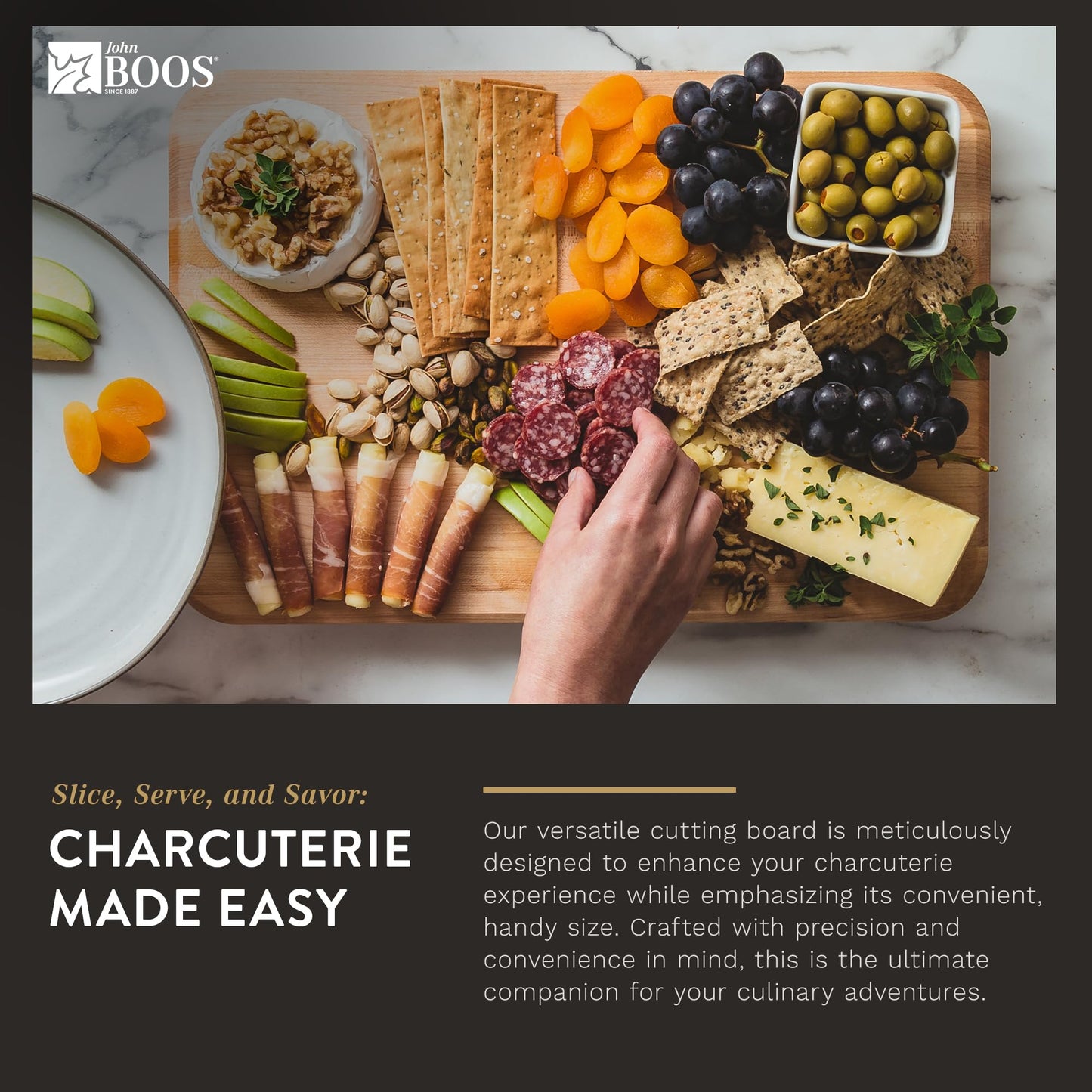 John Boos Boos Block Chop-N-Slice Series Reversible Wood Cutting Board with Integrated Finger Grips, 1.25-Inch Thickness, 18" x 12" x 1 1/4", Maple - CookCave