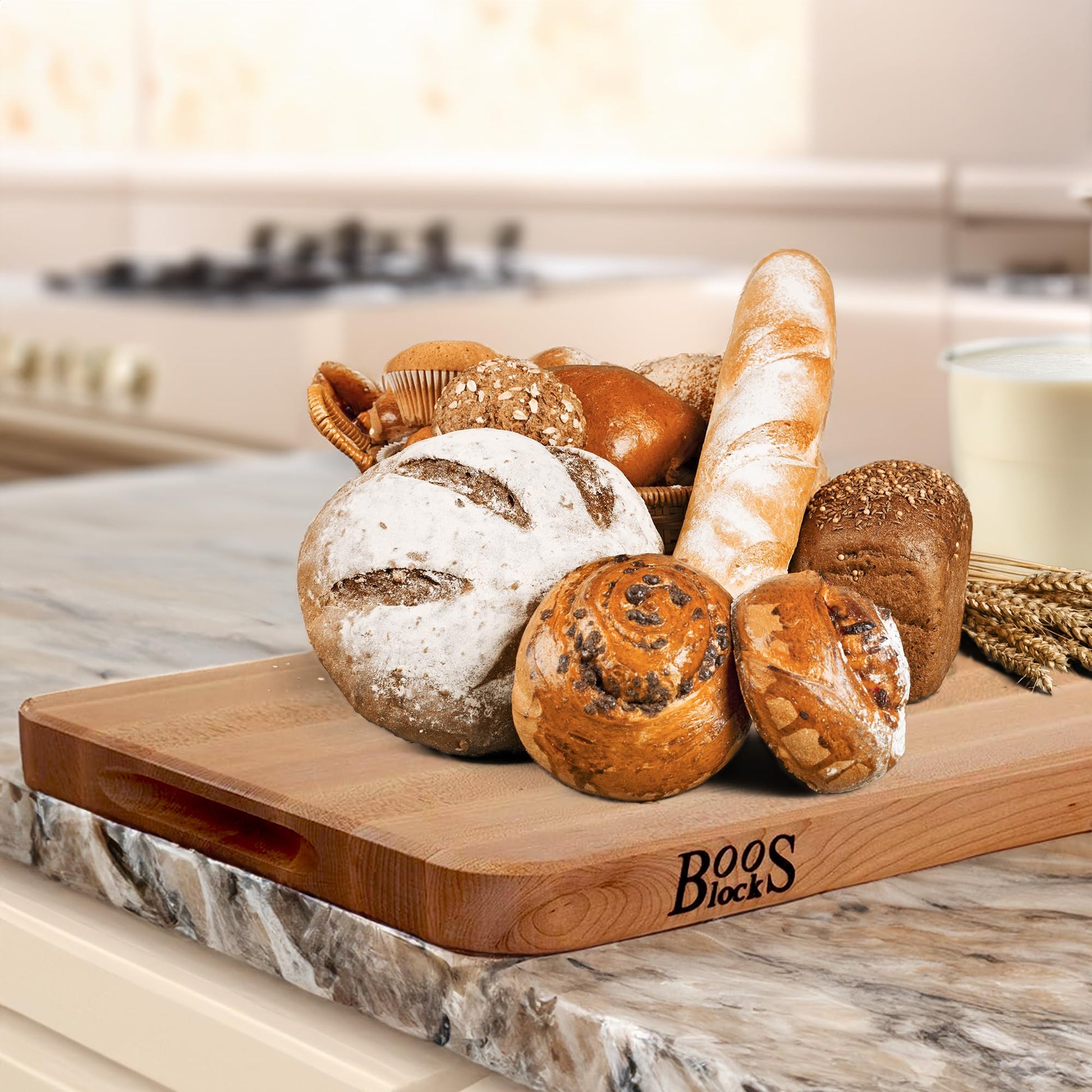 John Boos Boos Block Chop-N-Slice Series Reversible Wood Cutting Board with Integrated Finger Grips, 1.25-Inch Thickness, 18" x 12" x 1 1/4", Maple - CookCave