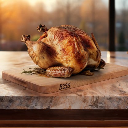 John Boos Boos Block Chop-N-Slice Series Reversible Wood Cutting Board with Integrated Finger Grips, 1.25-Inch Thickness, 18" x 12" x 1 1/4", Maple - CookCave