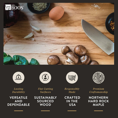 John Boos Boos Block Chop-N-Slice Series Reversible Wood Cutting Board with Integrated Finger Grips, 1.25-Inch Thickness, 18" x 12" x 1 1/4", Maple - CookCave