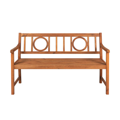 JONATHAN Y BNH104A Apollo 51.2" 3-Seat Circle-Back 600-Lbs Support Acacia Wood Outdoor Garden Patio Bench for Garden, Lawn, Backyard, Pool, Deck, Beach, Firepit, Teak - CookCave