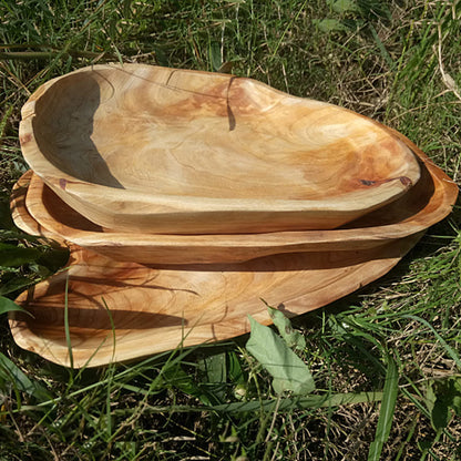 Jovivi Natural Fir Root Wood Dish Bowl, Handmade Wood Serving Platter Tray Plate,Wooden Plates for Sandwich Bread Fruit Salad Snack Dough Candy Serving Appetizer Display (11.4"x7.5") - CookCave