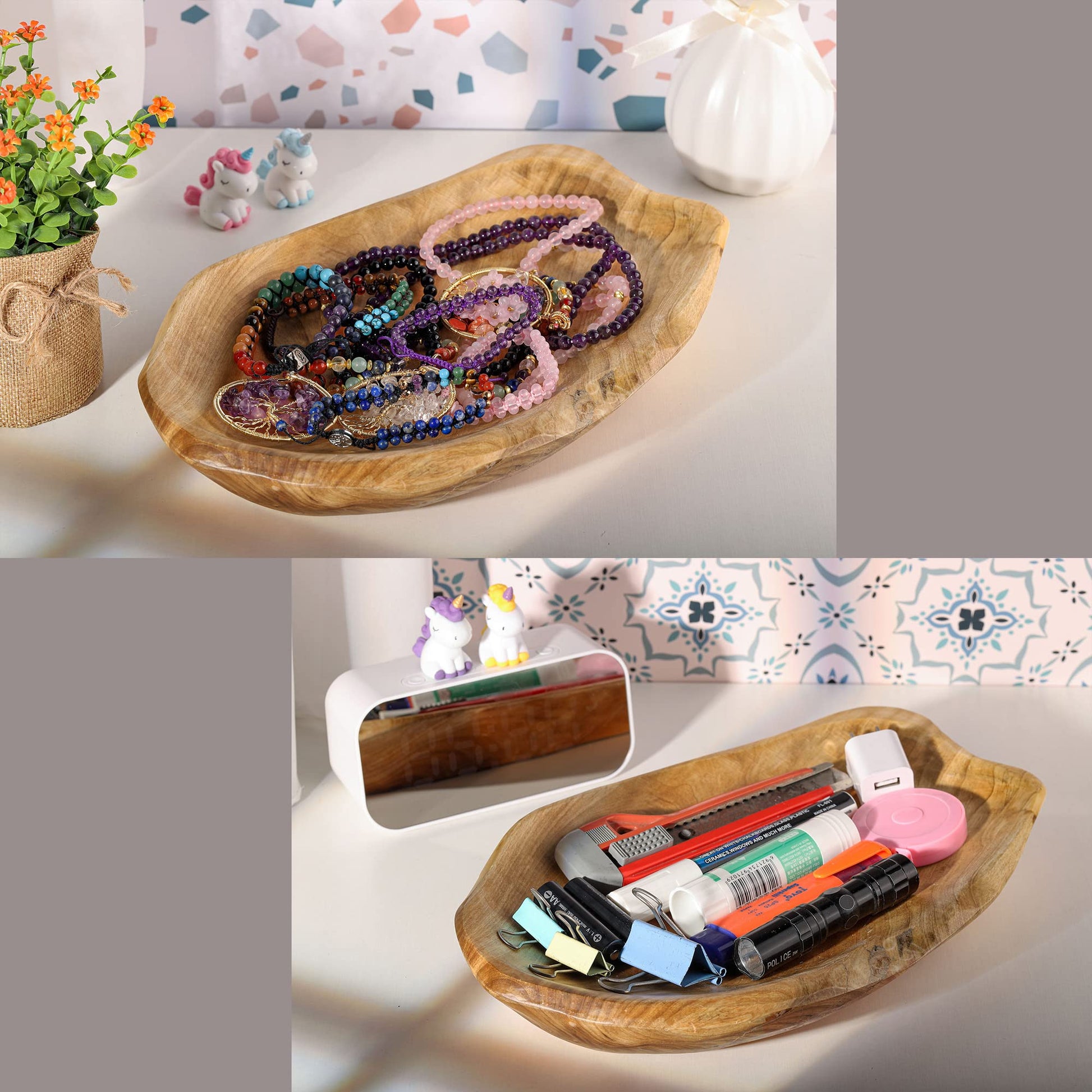 Jovivi Natural Fir Root Wood Dish Bowl, Handmade Wood Serving Platter Tray Plate,Wooden Plates for Sandwich Bread Fruit Salad Snack Dough Candy Serving Appetizer Display (11.4"x7.5") - CookCave