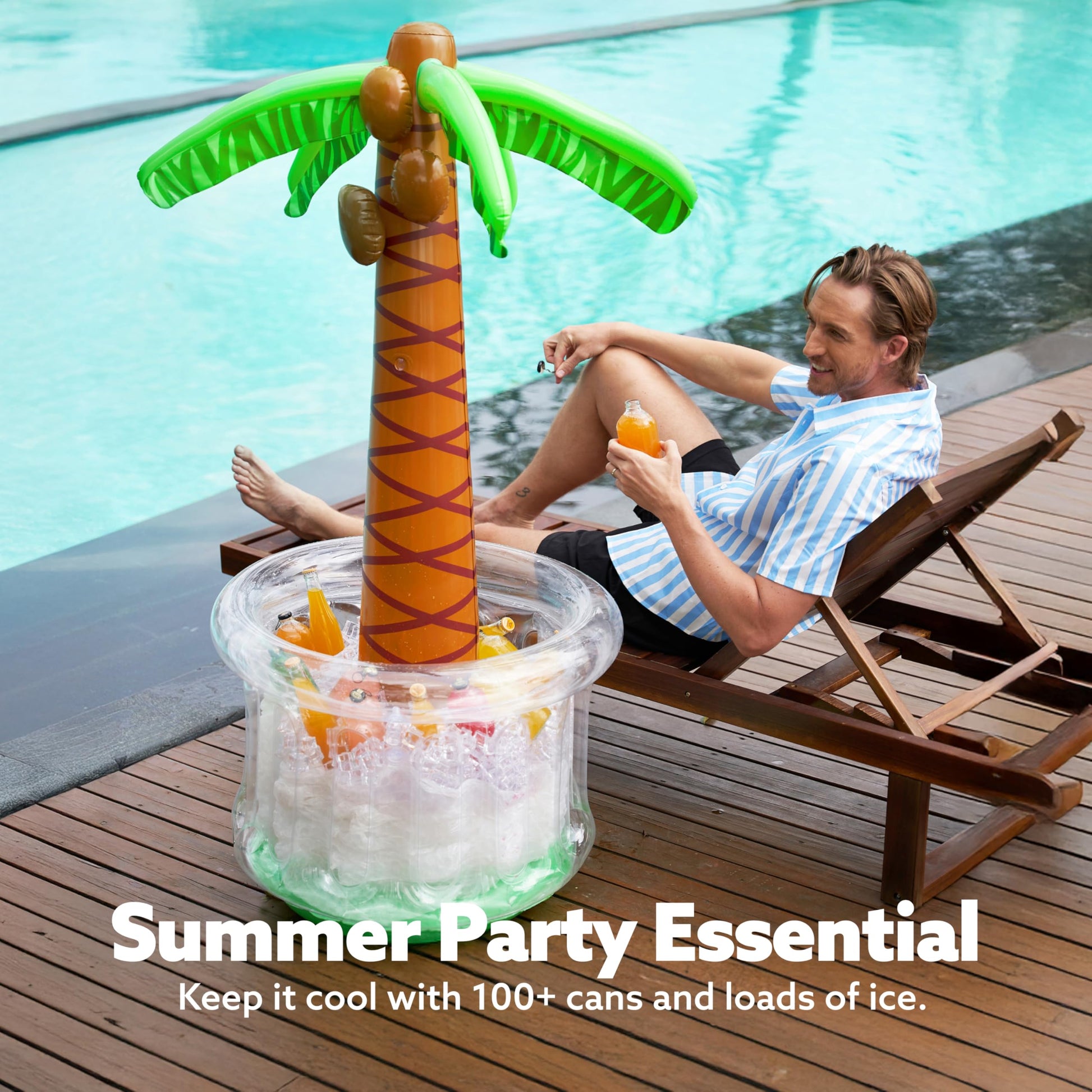 JOYIN 60" Inflatable Palm Tree Cooler, Beach Theme Decor, Pool Party Decorations, Luau Hawaiian Birthday Party Supplies, Ocean Jungle Tropical Themed Summer Outdoor Drink Cooler - CookCave