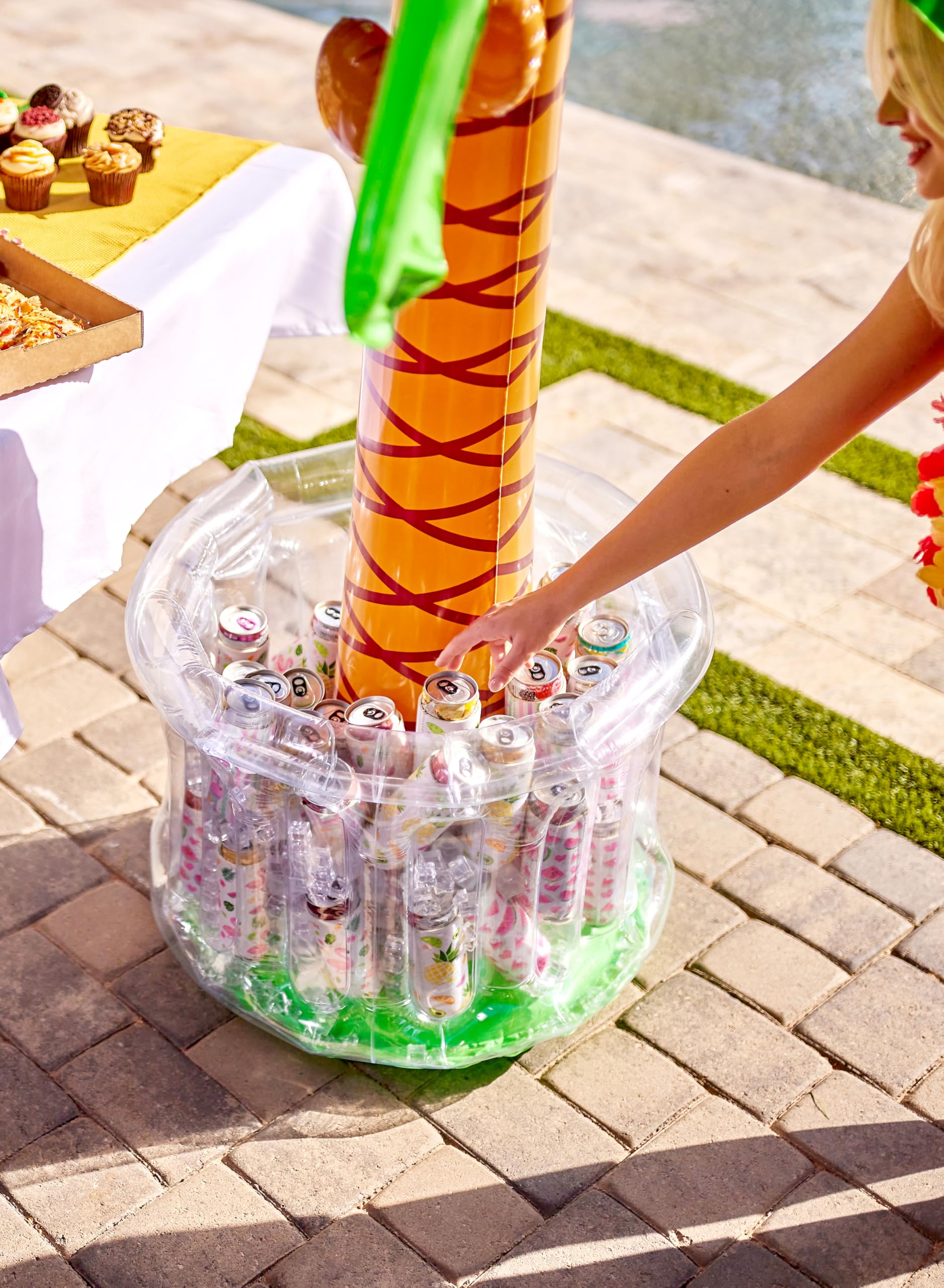 JOYIN 60" Inflatable Palm Tree Cooler, Beach Theme Decor, Pool Party Decorations, Luau Hawaiian Birthday Party Supplies, Ocean Jungle Tropical Themed Summer Outdoor Drink Cooler - CookCave