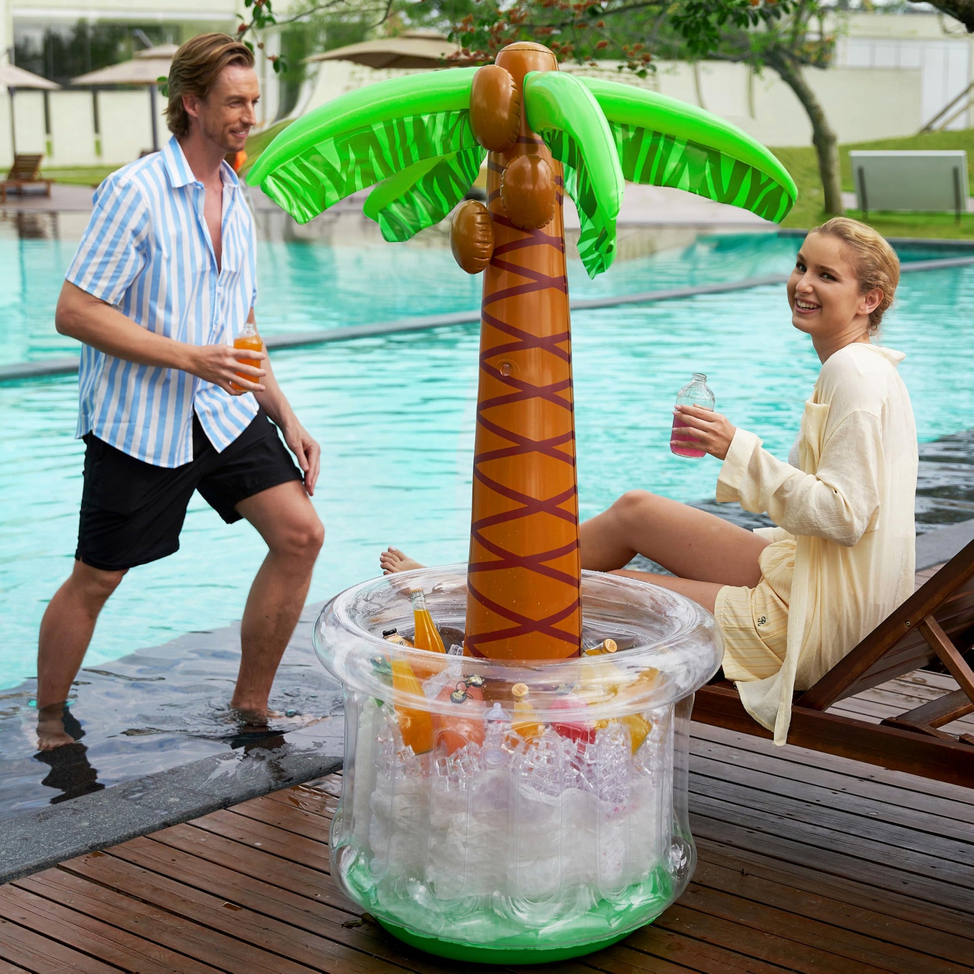 JOYIN 60" Inflatable Palm Tree Cooler, Beach Theme Decor, Pool Party Decorations, Luau Hawaiian Birthday Party Supplies, Ocean Jungle Tropical Themed Summer Outdoor Drink Cooler - CookCave