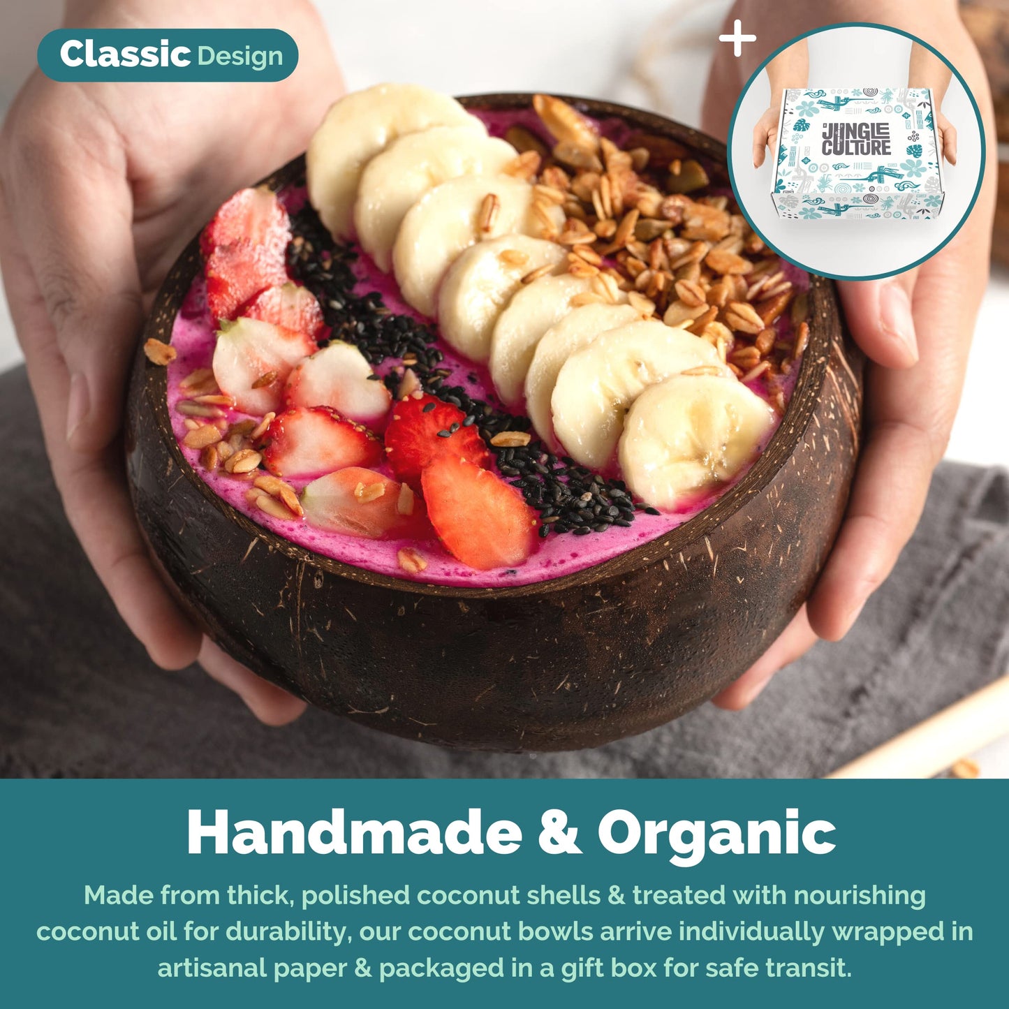 Jungle Culture 2 Polished Coconut Bowl and Wooden Spoons Set with Bamboo Straws • Natural Coconut Smoothie Bowls • Healthy Choice Coco Shell Acai & Buddha Bowls • Eco Friendly Vegan Gifts - CookCave