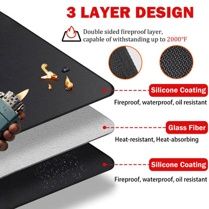 JUSMSS 48x30 Inches Under Grill Mats for Outdoor Grill, Double-Sided Fireproof, Waterproof & Oil-Proof BBQ Matt for Under Grill, Deck, Patio & Grass Protector, Fire Pit Mat & Fireplace Mat - CookCave