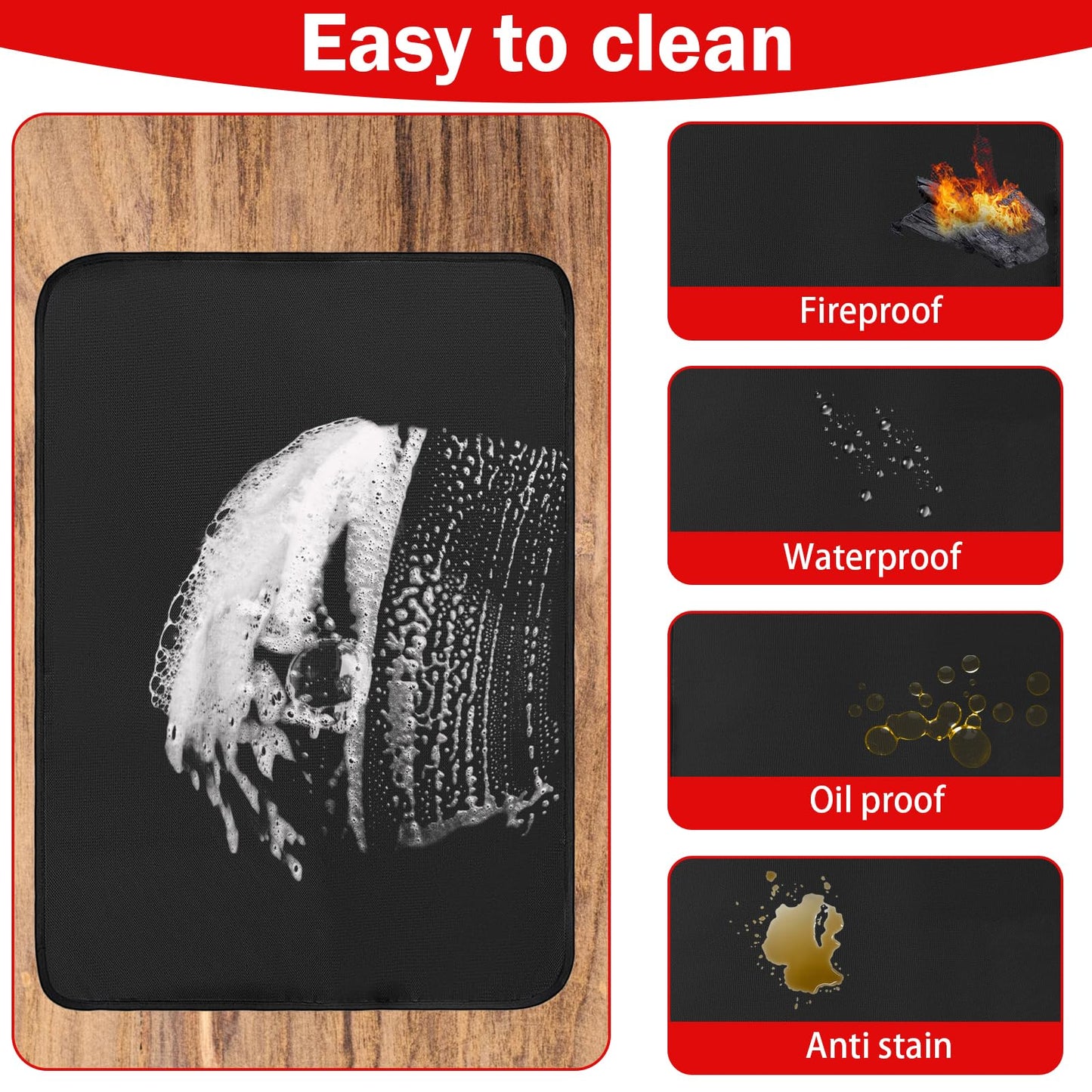 JUSMSS 48x30 Inches Under Grill Mats for Outdoor Grill, Double-Sided Fireproof, Waterproof & Oil-Proof BBQ Matt for Under Grill, Deck, Patio & Grass Protector, Fire Pit Mat & Fireplace Mat - CookCave