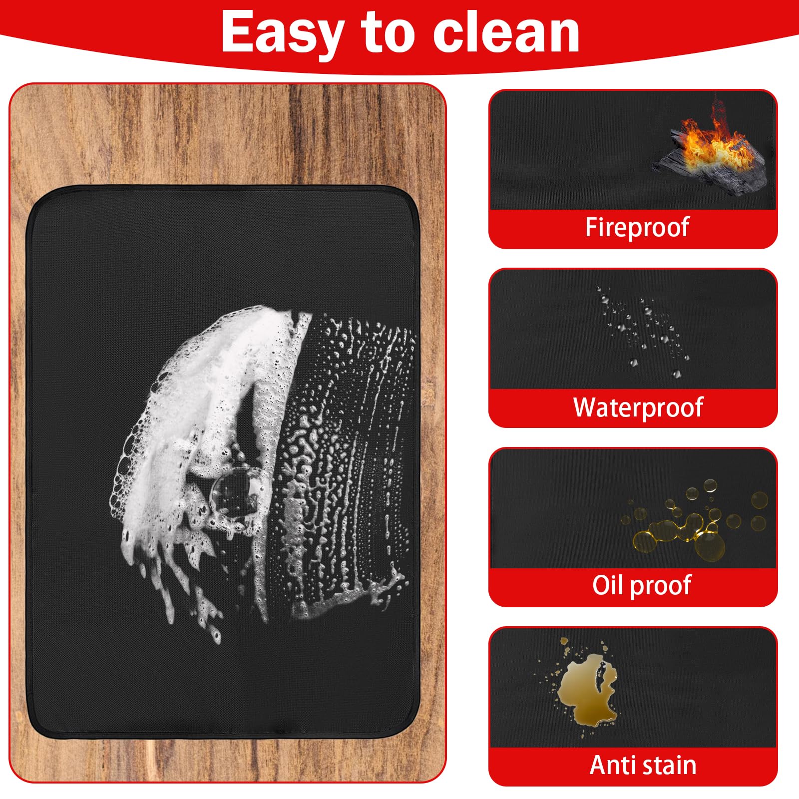 JUSMSS 48x30 Inches Under Grill Mats for Outdoor Grill, Double-Sided Fireproof, Waterproof & Oil-Proof BBQ Matt for Under Grill, Deck, Patio & Grass Protector, Fire Pit Mat & Fireplace Mat - CookCave