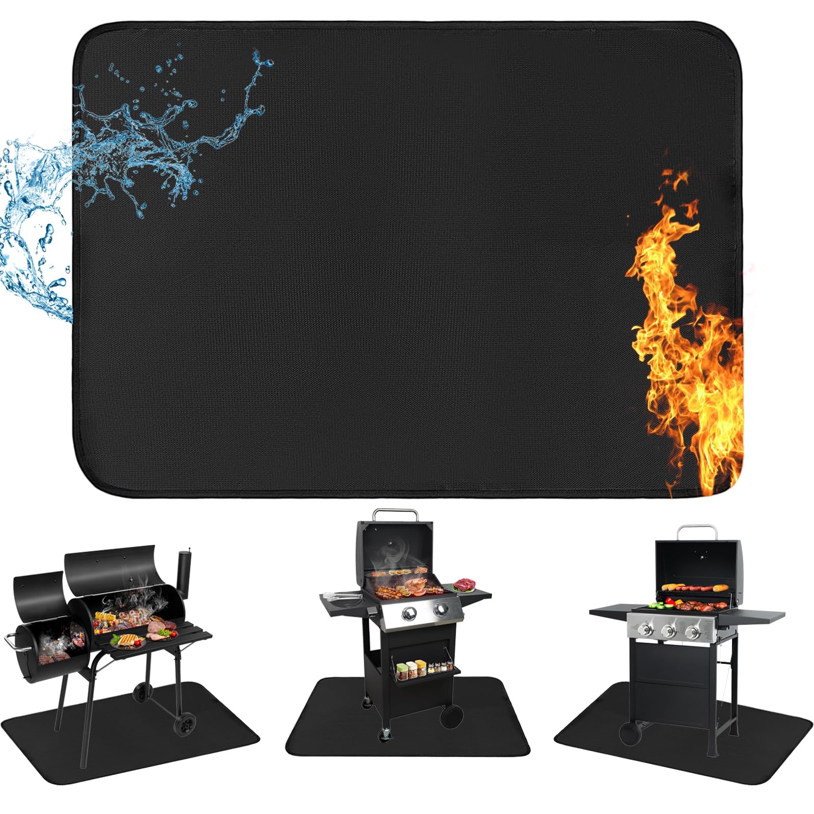 JUSMSS 48x30 Inches Under Grill Mats for Outdoor Grill, Double-Sided Fireproof, Waterproof & Oil-Proof BBQ Matt for Under Grill, Deck, Patio & Grass Protector, Fire Pit Mat & Fireplace Mat - CookCave
