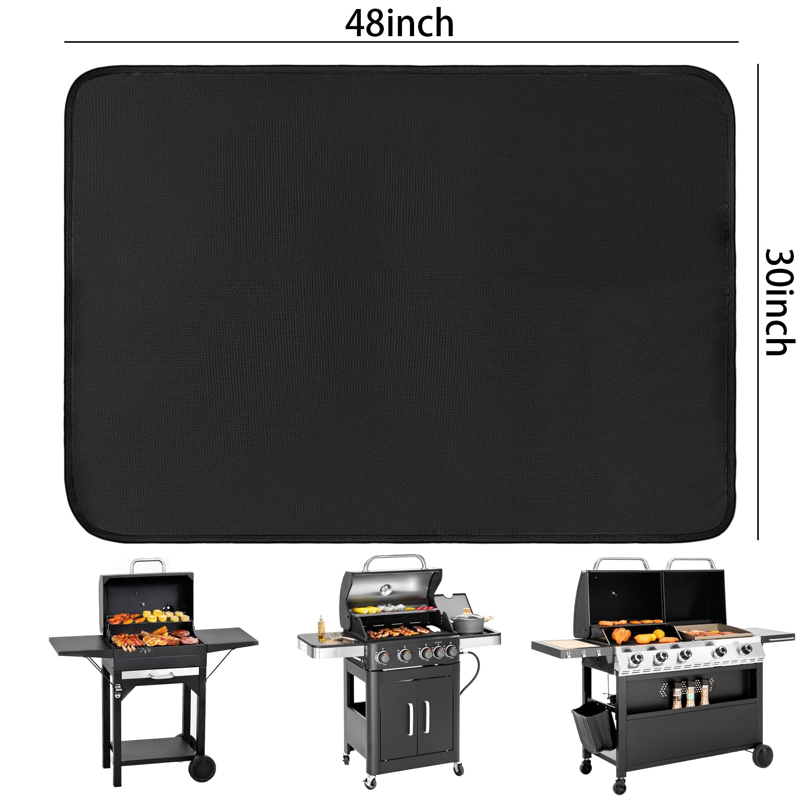 JUSMSS 48x30 Inches Under Grill Mats for Outdoor Grill, Double-Sided Fireproof, Waterproof & Oil-Proof BBQ Matt for Under Grill, Deck, Patio & Grass Protector, Fire Pit Mat & Fireplace Mat - CookCave