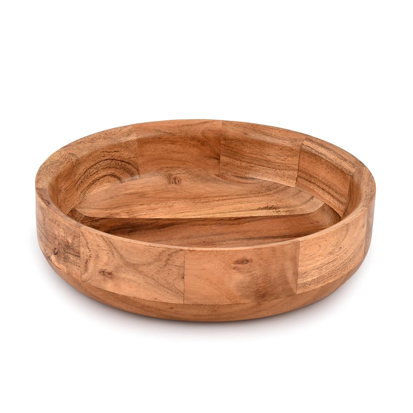 Kaizen Casa Wooden Round Shaped Serving Bowl For Fruit,Dessert Platter Tray Dish Kitchen Dining Fruit,Dessert,Snack - CookCave