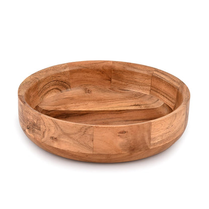 Kaizen Casa Wooden Round Shaped Serving Bowl For Fruit,Dessert Platter Tray Dish Kitchen Dining Fruit,Dessert,Snack - CookCave