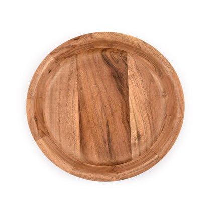Kaizen Casa Wooden Round Shaped Serving Bowl For Fruit,Dessert Platter Tray Dish Kitchen Dining Fruit,Dessert,Snack - CookCave