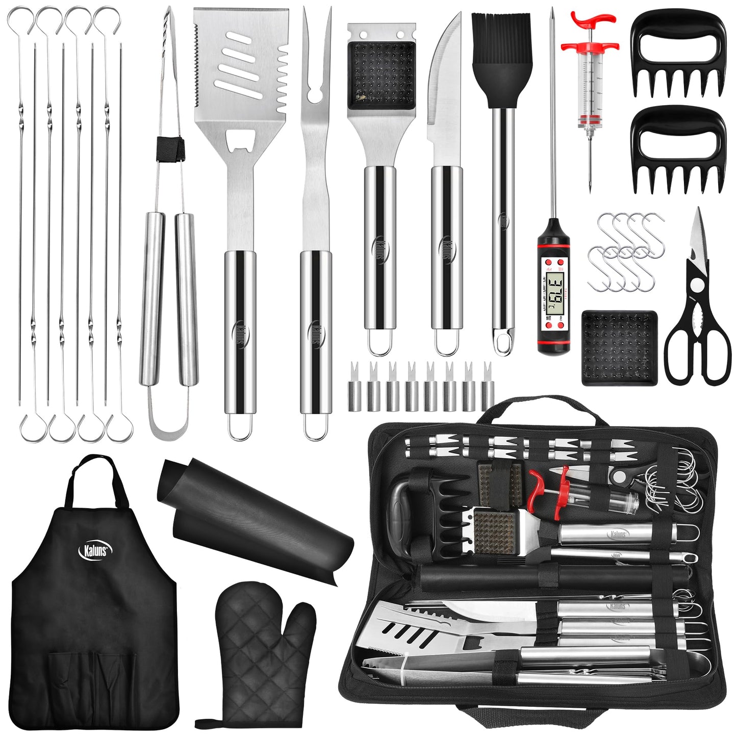 Kaluns BBQ Accessories, Complete Grill Set Grilling Gifts for Men Dad, 40 Pcs Premium Heavy Duty Stainless Steel Barbecue Grill Accessories for Outdoor Grill for Men Dad - CookCave