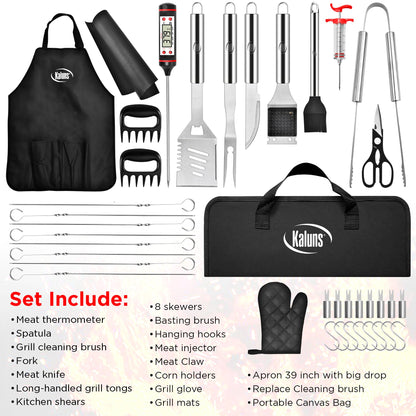 Kaluns BBQ Accessories, Complete Grill Set Grilling Gifts for Men Dad, 40 Pcs Premium Heavy Duty Stainless Steel Barbecue Grill Accessories for Outdoor Grill for Men Dad - CookCave