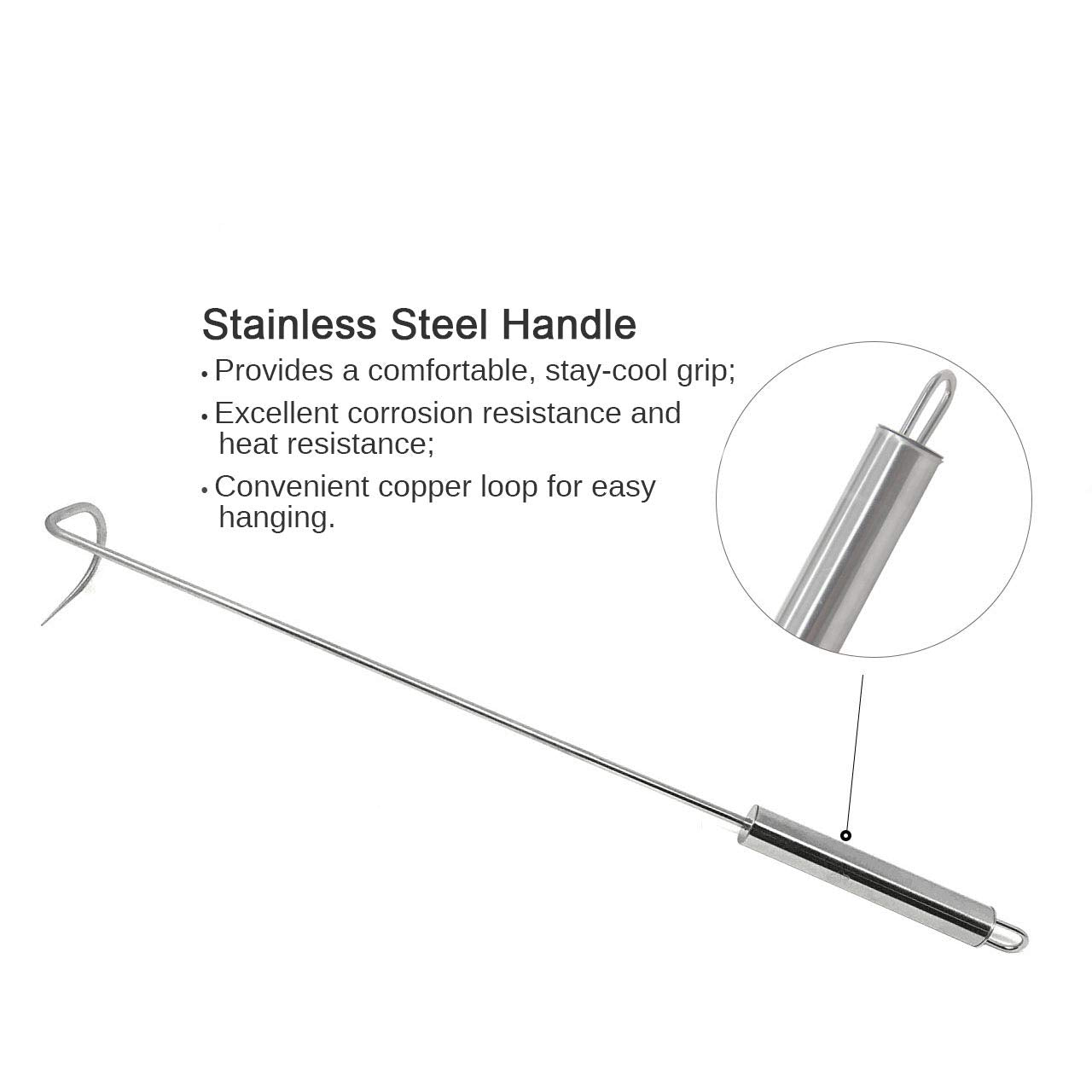 KAMaster Food Flipper Turner Hooks Stainless Steel BBQ Meat Hook Cooking Barbecue Turners Hooks Grill Accessories for BBQ Steak,Tri-Tips,Patties Sausages Ribs Chicken Breast Roasts - CookCave