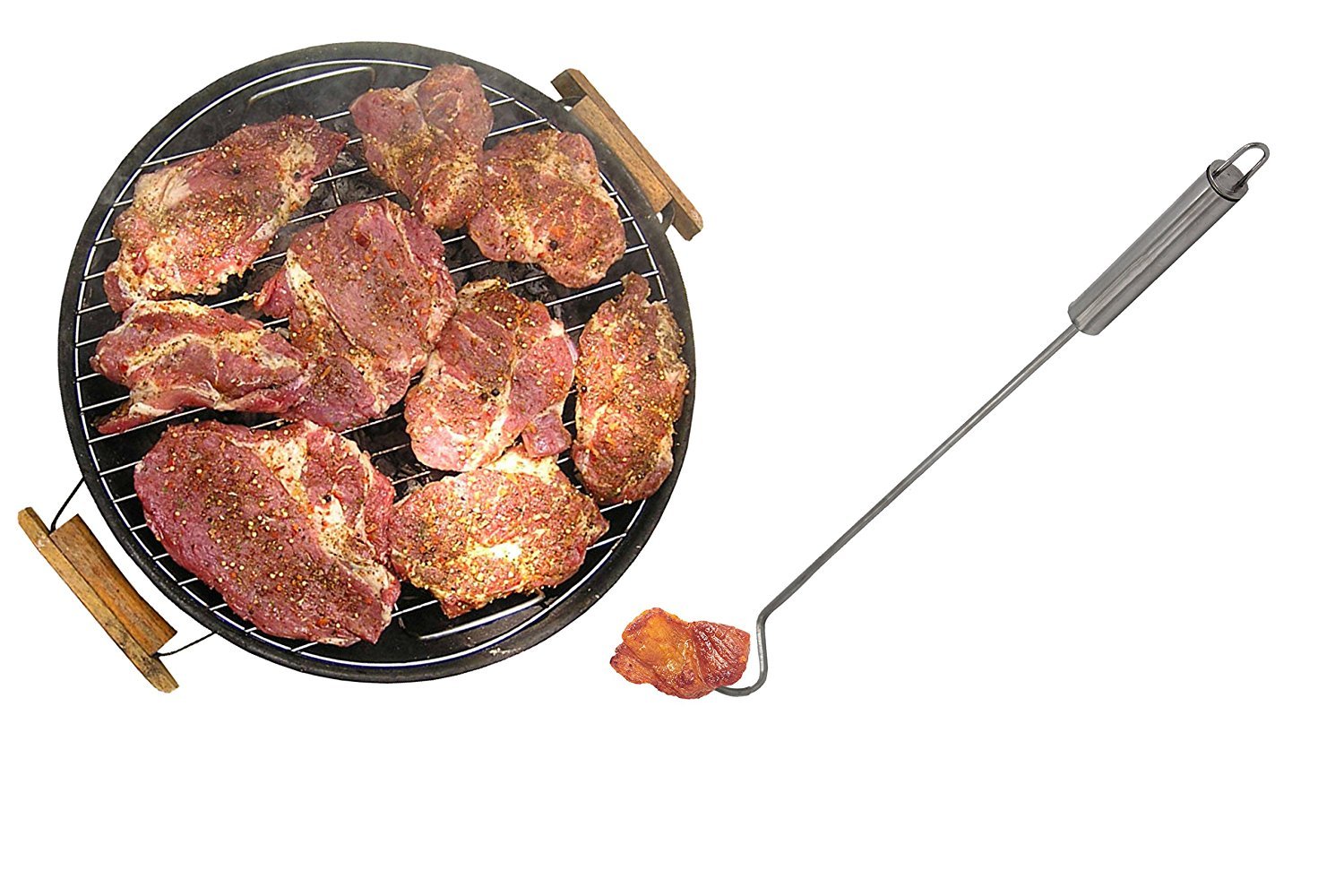 KAMaster Food Flipper Turner Hooks Stainless Steel BBQ Meat Hook Cooking Barbecue Turners Hooks Grill Accessories for BBQ Steak,Tri-Tips,Patties Sausages Ribs Chicken Breast Roasts - CookCave