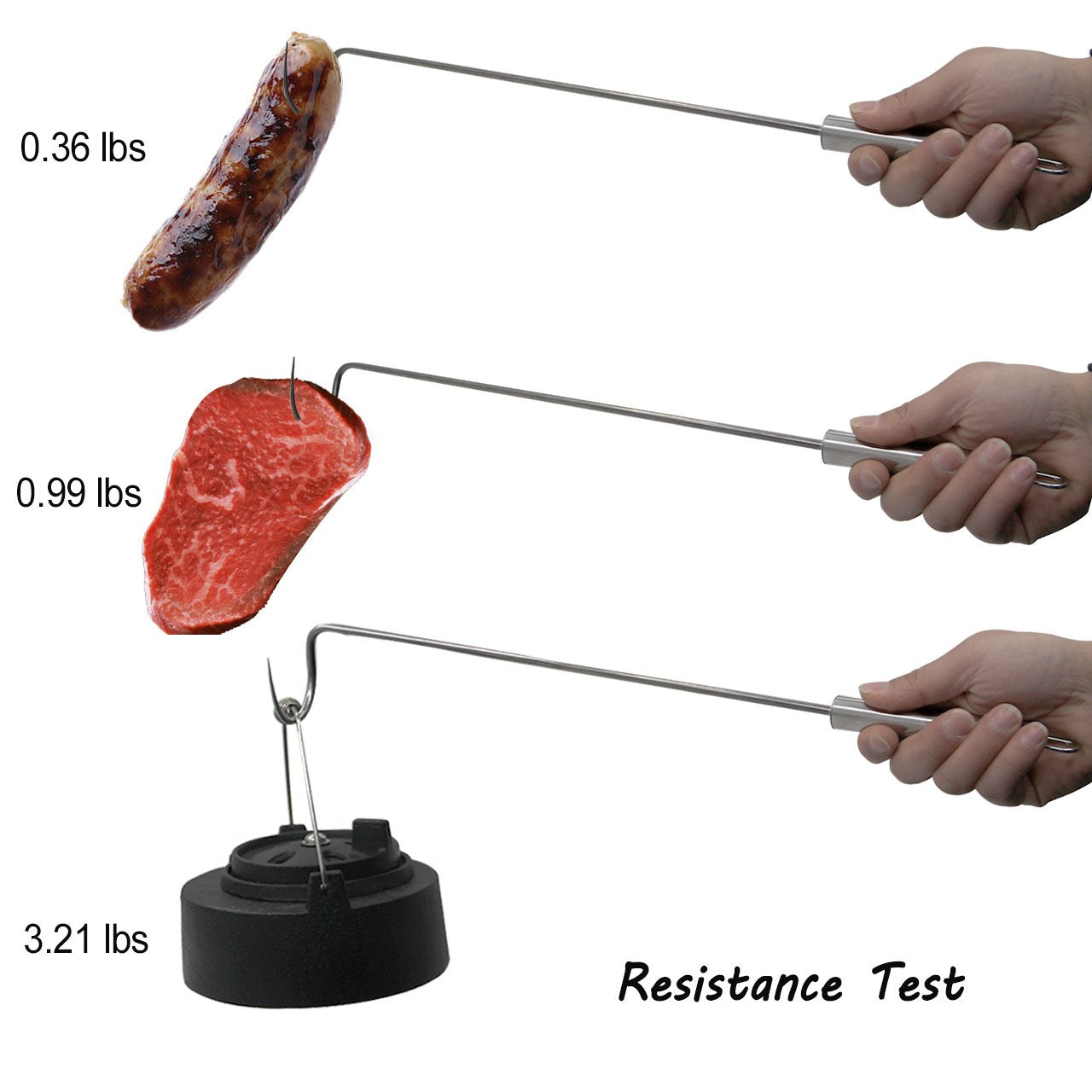 KAMaster Food Flipper Turner Hooks Stainless Steel BBQ Meat Hook Cooking Barbecue Turners Hooks Grill Accessories for BBQ Steak,Tri-Tips,Patties Sausages Ribs Chicken Breast Roasts - CookCave