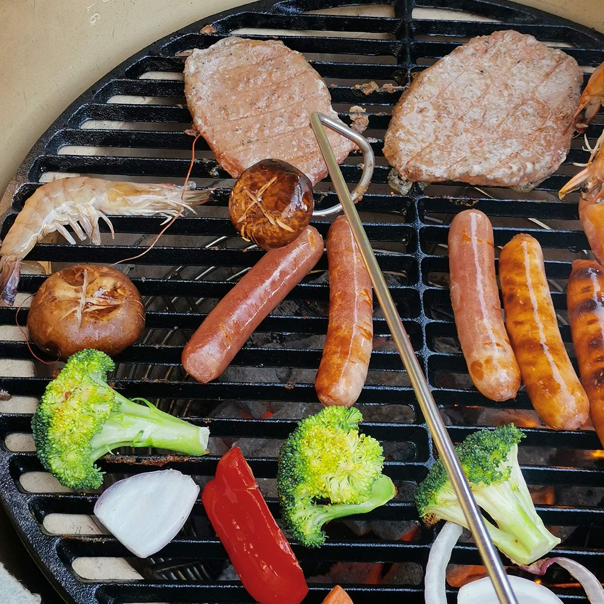 KAMaster Food Flipper Turner Hooks Stainless Steel BBQ Meat Hook Cooking Barbecue Turners Hooks Grill Accessories for BBQ Steak,Tri-Tips,Patties Sausages Ribs Chicken Breast Roasts - CookCave