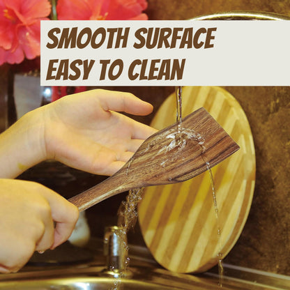 KARRYOUNG Acacia Wood Spoons for Cooking - 6 Piece Non Stick Wooden Spoon Set - with Slotted Spoon, Salad Fork, Spatula, Pasta Server-Natural Wood Kitchen Utensil Sets - CookCave