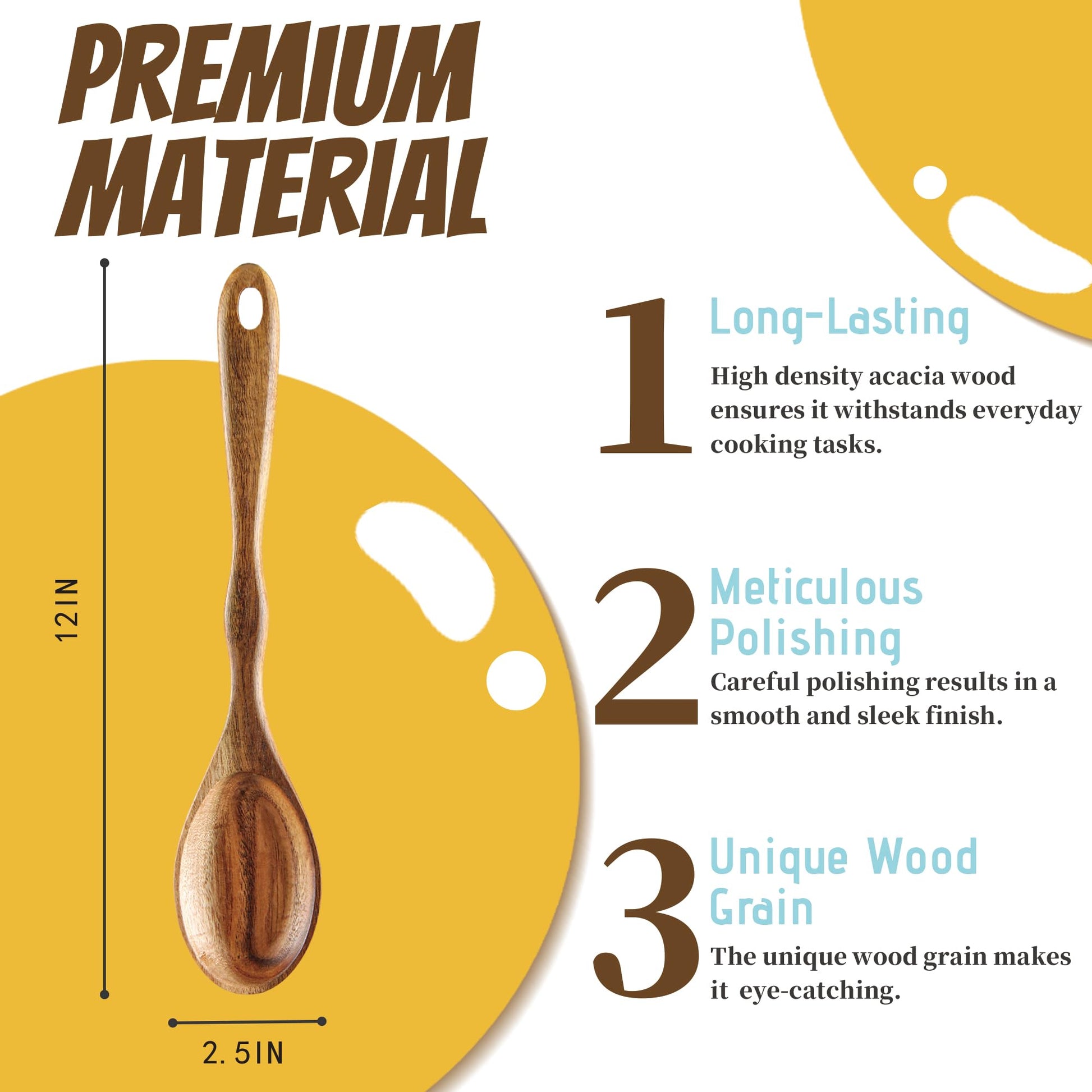 KARRYOUNG Acacia Wood Spoons for Cooking - 6 Piece Non Stick Wooden Spoon Set - with Slotted Spoon, Salad Fork, Spatula, Pasta Server-Natural Wood Kitchen Utensil Sets - CookCave