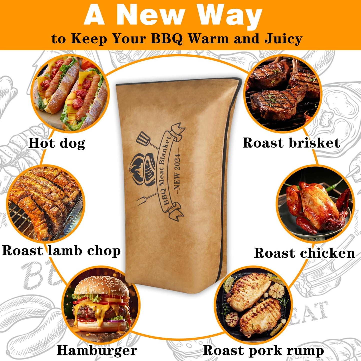 katoex BBQ Blanket for Resting Meat, BBQ Brisket Blanket Meat Resting Blanket for Smoking, Grilling Meat Insulated Resting Bag with Wide Mouth for Large Brisket/Turkey (Regular 21in) - CookCave