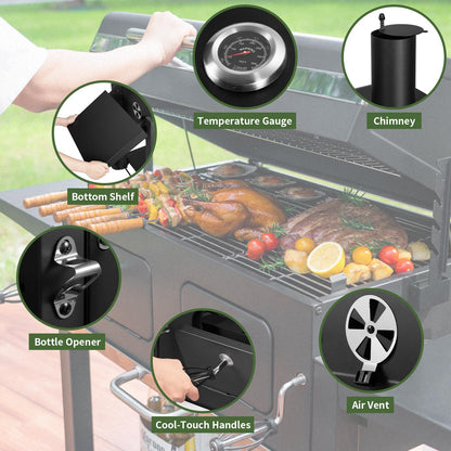 Kenadne Charcoal Grill Outdoor BBQ Grill, Extra Large Cooking Area 794 Square Inches with Two Individual & Adjustable Charcoal Tray, Foldable Side Tables for Outdoor Cooking grill Backyard - CookCave