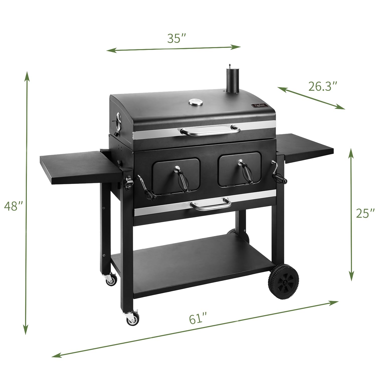 Kenadne Charcoal Grill Outdoor BBQ Grill, Extra Large Cooking Area 794 Square Inches with Two Individual & Adjustable Charcoal Tray, Foldable Side Tables for Outdoor Cooking grill Backyard - CookCave