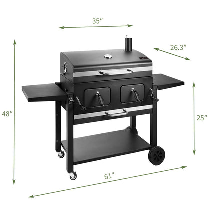 Kenadne Charcoal Grill Outdoor BBQ Grill, Extra Large Cooking Area 794 Square Inches with Two Individual & Adjustable Charcoal Tray, Foldable Side Tables for Outdoor Cooking grill Backyard - CookCave