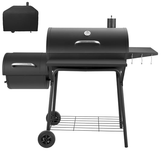 Kendane Barrel Charcoal Grill with offset smoker, 714 Square Inches Cooking Area, Outdoor BBQ Grill with Front and Side Shelf, Perfect for Backyard, Patio Parties and Picnics - CookCave