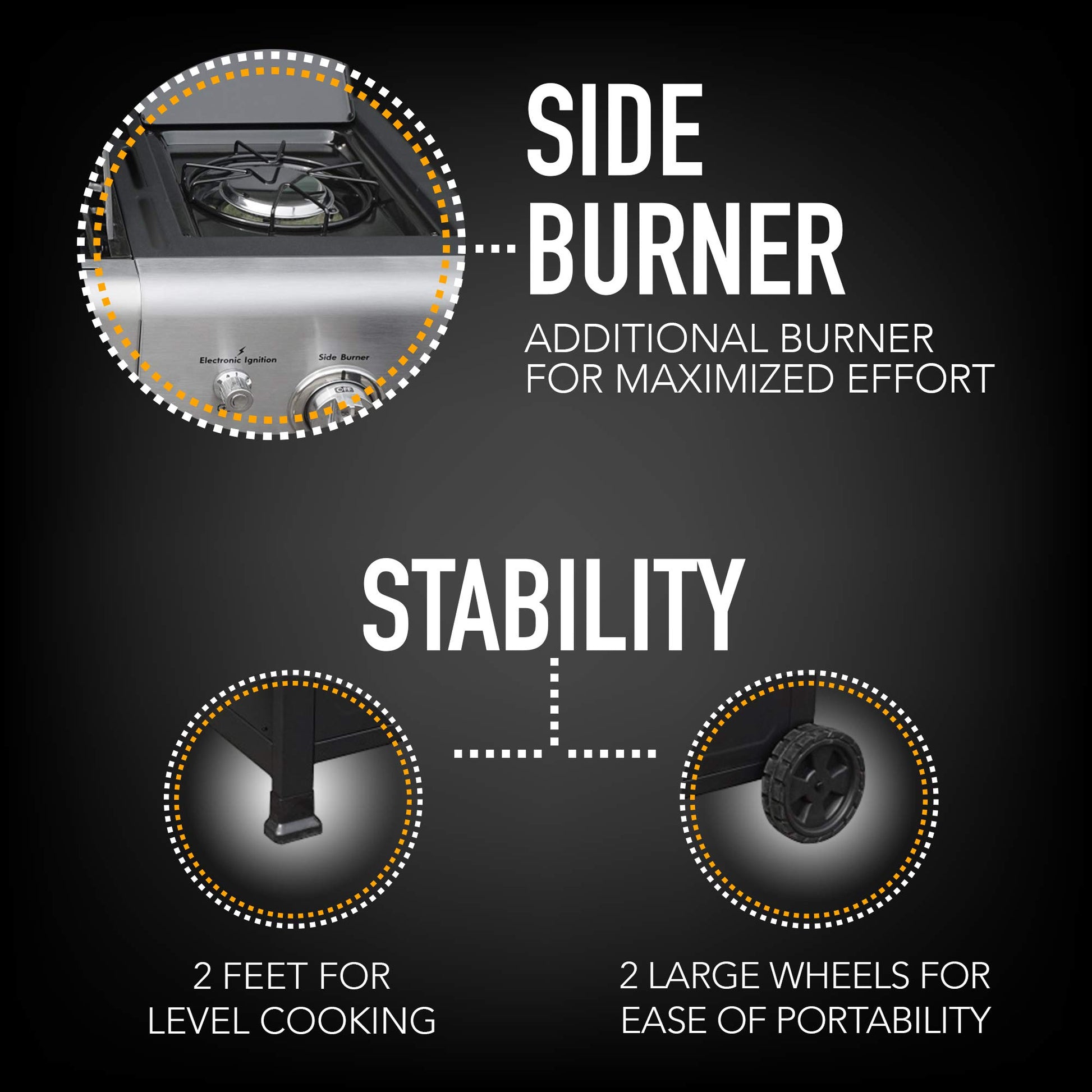 Kenmore 4-Burner Gas Grill with Side Burner, Outdoor BBQ Grill, Propane Gas Grill, Cast Iron Cooking Grates, Electronic Ignition, Warming Rack, Open Cart Design, 53000 BTUs, Stainless Steel and Black - CookCave