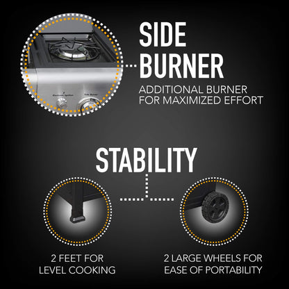 Kenmore 4-Burner Gas Grill with Side Burner, Outdoor BBQ Grill, Propane Gas Grill, Cast Iron Cooking Grates, Electronic Ignition, Warming Rack, Open Cart Design, 53000 BTUs, Stainless Steel and Black - CookCave