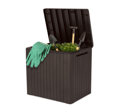 Keter City Outdoor Plastic Storage Box Garden Furniture 57.8 x 44 x 54.8 cm - Brown - CookCave