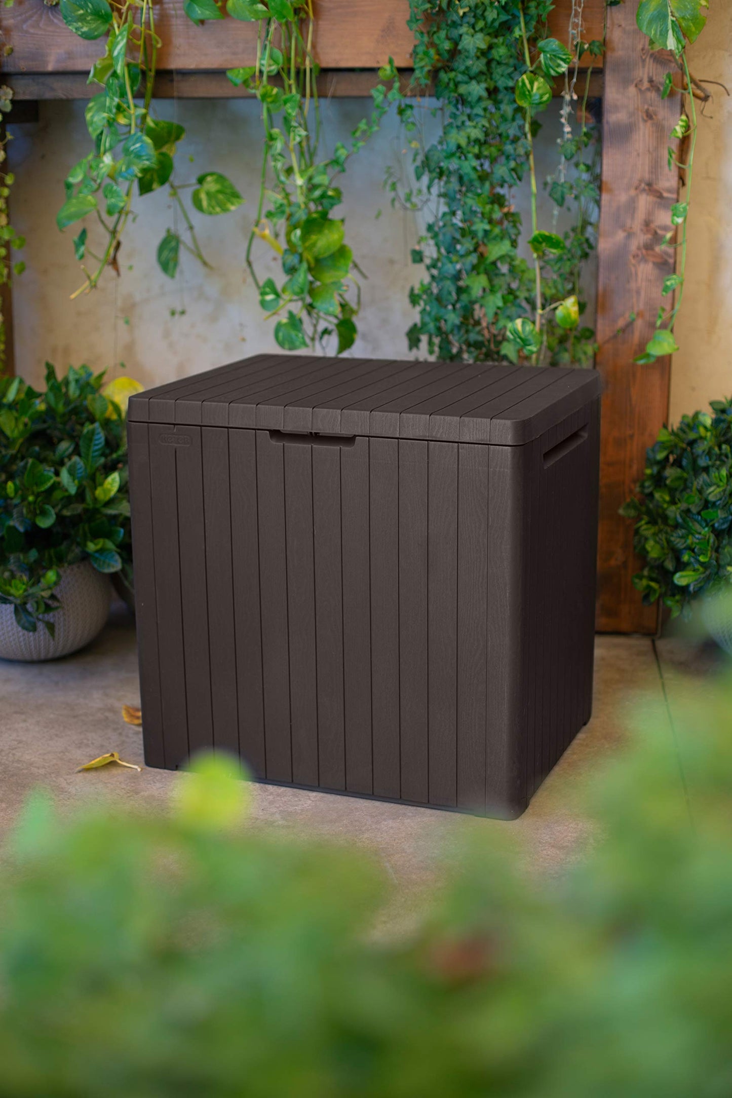 Keter City Outdoor Plastic Storage Box Garden Furniture 57.8 x 44 x 54.8 cm - Brown - CookCave