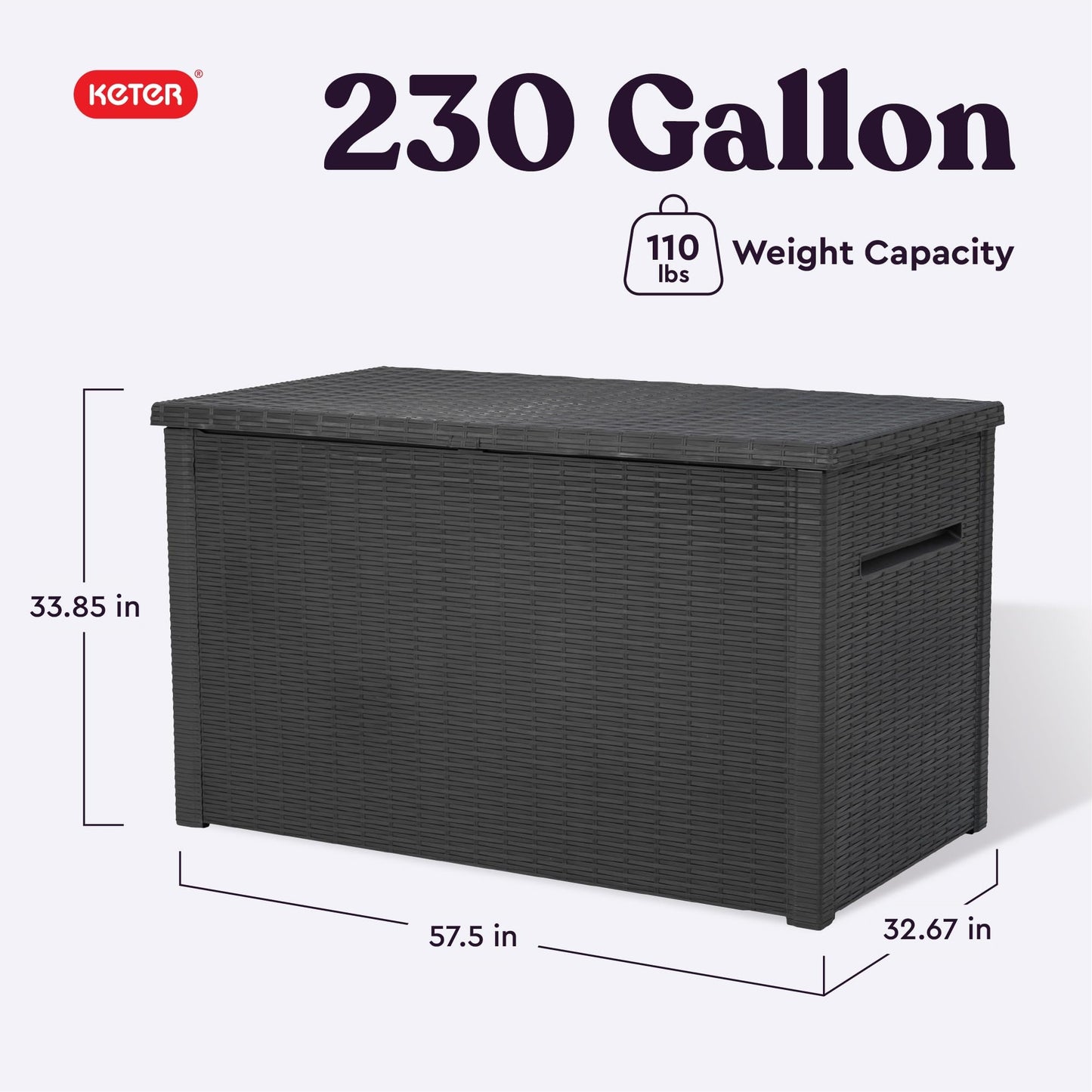 Keter Java XXL 230 Gallon Resin Large Outdoor Storage Box for Patio Storage Box, Outdoor Cushions, Garden Tools and Pool Floats, Dark Grey - CookCave