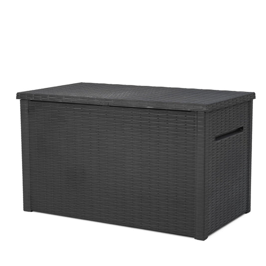 Keter Java XXL 230 Gallon Resin Large Outdoor Storage Box for Patio Storage Box, Outdoor Cushions, Garden Tools and Pool Floats, Dark Grey - CookCave