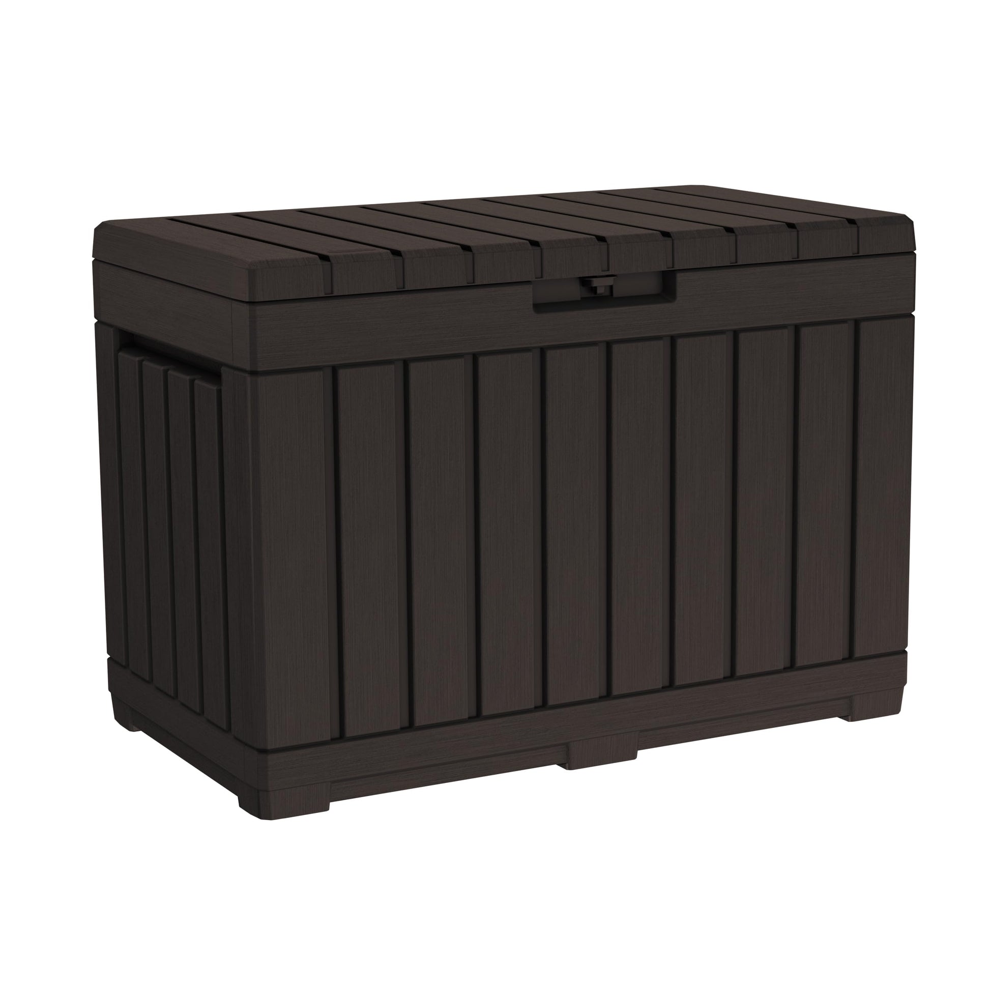 Keter Kentwood 50 Gallon Resin Deck Box-Organization and Storage for Patio Cushions, Throw Pillows and Garden Tools, Brown - CookCave