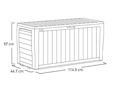 Keter Marvel+ 270L Outdoor 65% recycled Garden Furniture Storage Box Graphite Wood Panel Effect | Fade Free | All Weather Resistant | Safe and Secure | Zero Maintenance | 2 year Warranty - CookCave