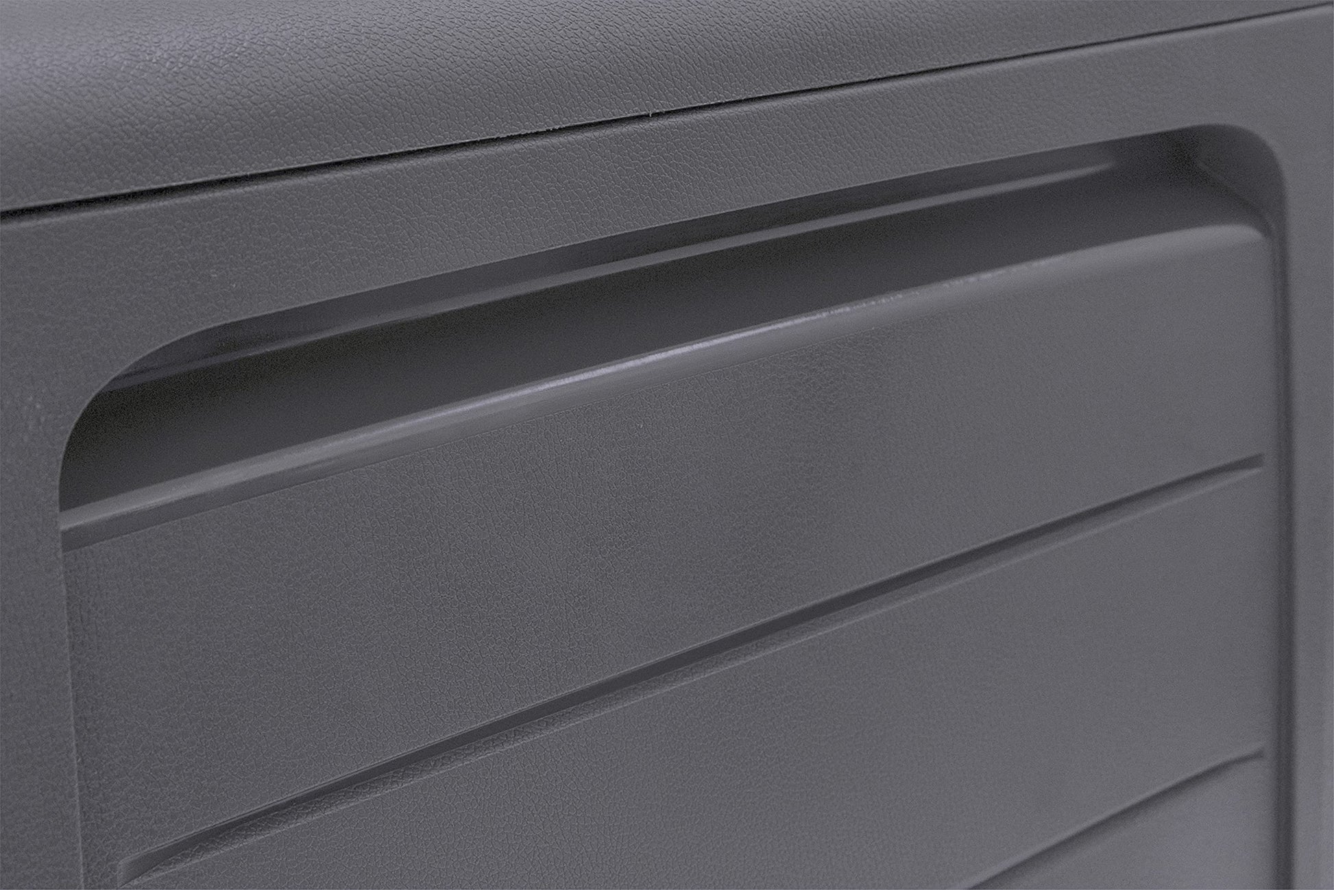 Keter Marvel+ 270L Outdoor 65% recycled Garden Furniture Storage Box Graphite Wood Panel Effect | Fade Free | All Weather Resistant | Safe and Secure | Zero Maintenance | 2 year Warranty - CookCave