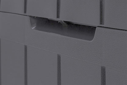 Keter Marvel+ 270L Outdoor 65% recycled Garden Furniture Storage Box Graphite Wood Panel Effect | Fade Free | All Weather Resistant | Safe and Secure | Zero Maintenance | 2 year Warranty - CookCave