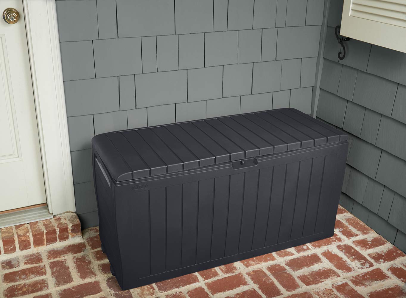 Keter Marvel Plus 71 Gallon Resin Deck Box Organization and Storage for Patio Storage Box Outdoor Cushions, Throw Pillows, Garden Tools and Pool Accessories, Dark Grey - CookCave