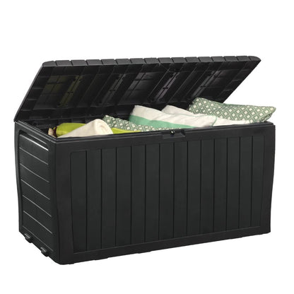 Keter Marvel Plus 71 Gallon Resin Deck Box Organization and Storage for Patio Storage Box Outdoor Cushions, Throw Pillows, Garden Tools and Pool Accessories, Dark Grey - CookCave
