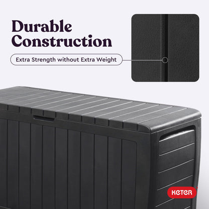 Keter Marvel Plus 71 Gallon Resin Deck Box Organization and Storage for Patio Storage Box Outdoor Cushions, Throw Pillows, Garden Tools and Pool Accessories, Dark Grey - CookCave