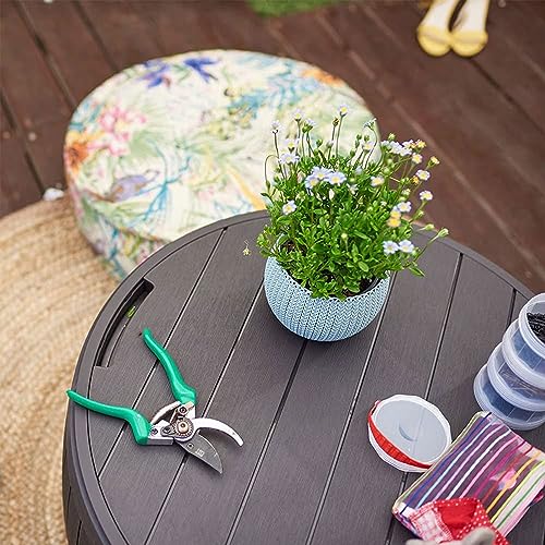 Keter Outdoor Storage Deck Box, 37 Gallon Waterproof Patio Table Bin, Circa, Brown - CookCave