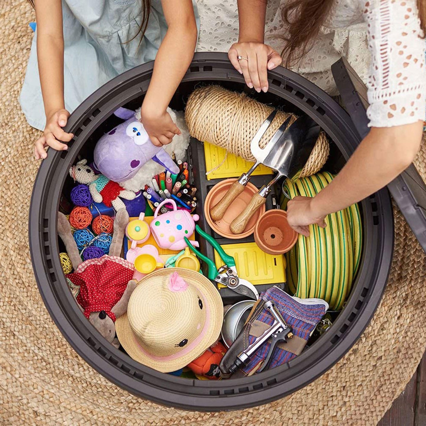 Keter Outdoor Storage Deck Box, 37 Gallon Waterproof Patio Table Bin, Circa, Brown - CookCave