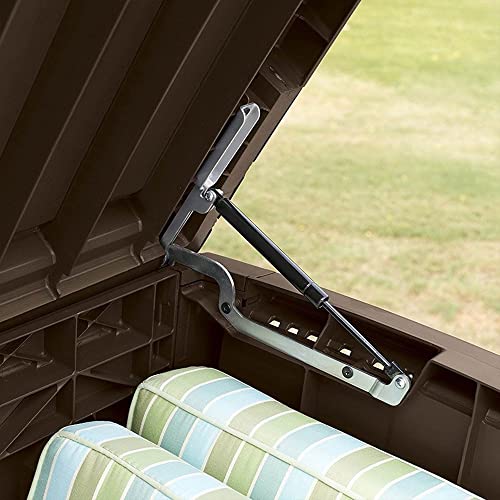 Keter Outdoor Storage Deck Box, for Patio, Backyard & Garden, Borneo, 110 Gallon, Brown - Lockable, Organizing, and Waterproof Plastic Container Bench - CookCave