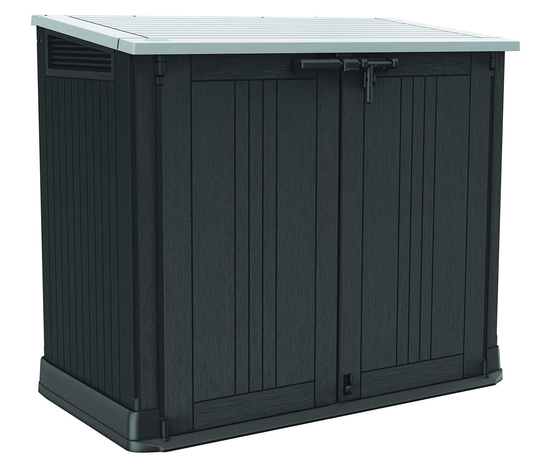 Keter Store-It-Out Prime 4.3 x 3.7 ft. Outdoor Resin Storage Shed with Easy Lift Hinges, Perfect for Yard Tools, Pool Floats and Garden Accessories, Black - CookCave