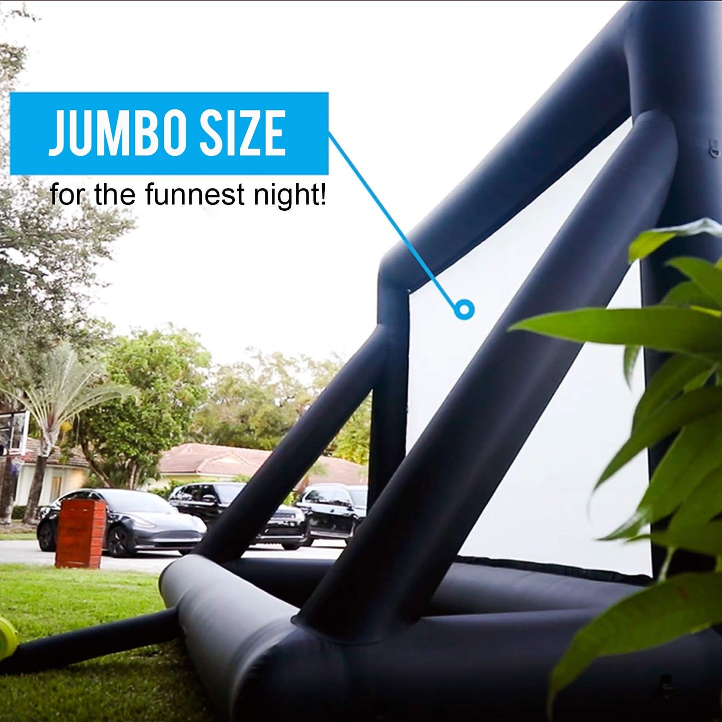 KHOMO GEAR 20 ft Outdoor Projector Screen - Supports Front and Rear Projection - Includes Inflation Fan, Tie-Downs and Storage Bag - Inflatable Projector Screen - CookCave